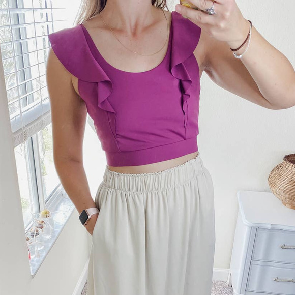Victoria's Secret purple ruffle crop top size medium - Picture 1 of 6